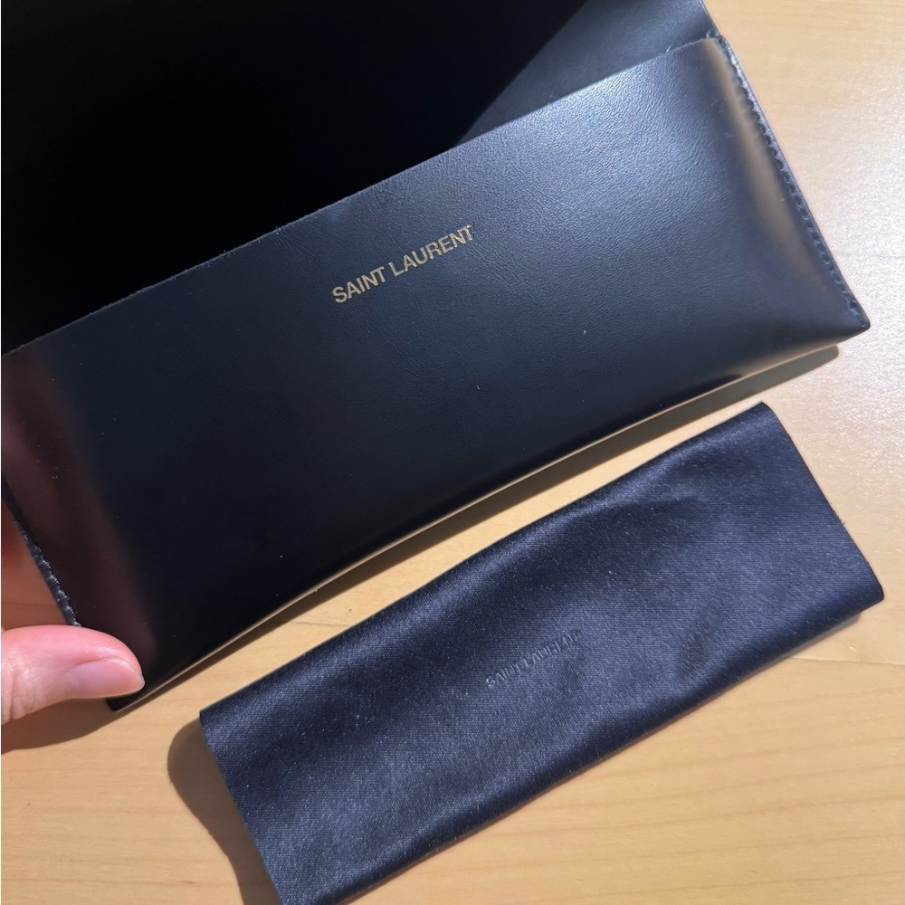 Saint Laurent Black Square Frame Sunglasses with Gold Logo - Picture 11 of 16